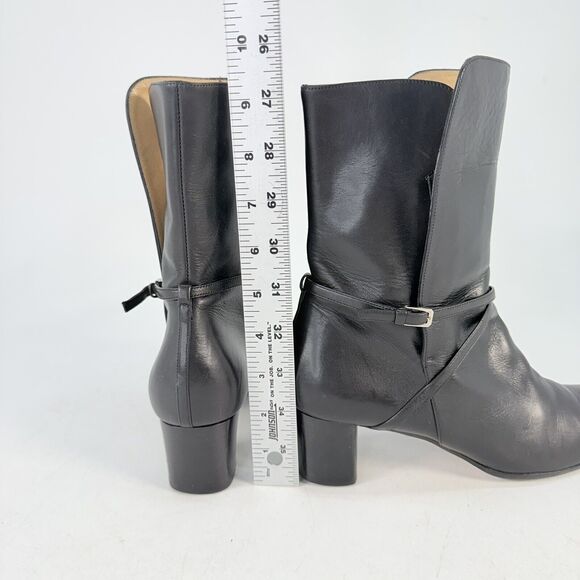 BALLY Size EU 37.5 / US 7 FALTA Black Leather High Ankle Boots Block Heal - Picture 6 of 10